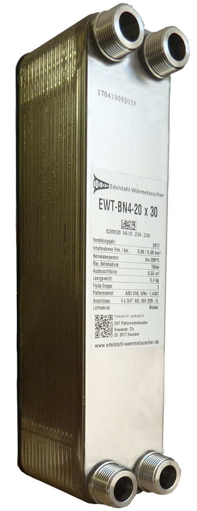 Plattenwärmetauscher EWT-BN4-20 Nickel gelötet Plattenwärmetauscher Nickel gelötet buntmetall frei